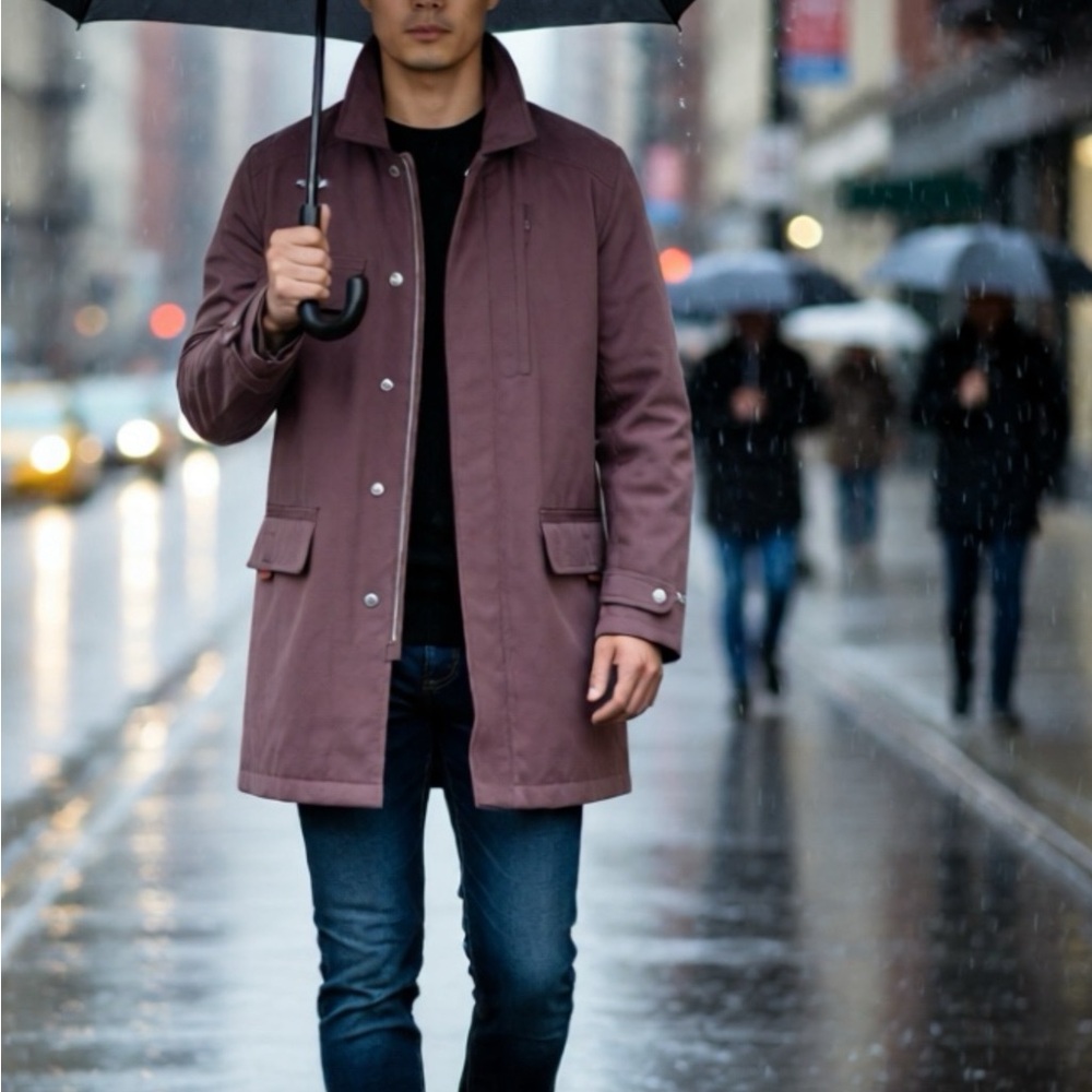 Allegri Men's Stylish Burgundy Trenchcoat